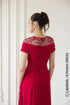 Red pleated beading evening gown